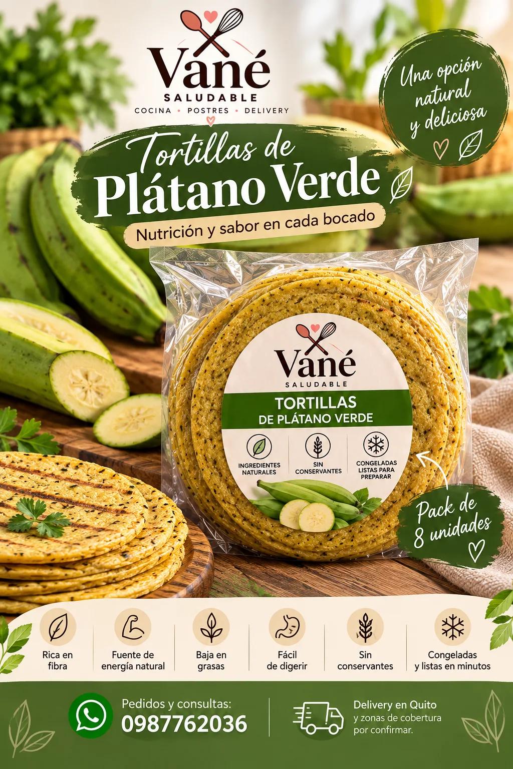 Tortillas Congeladas de Plátano Verde al por Mayor | Vané Saludable – Pack de 8 Unidades
